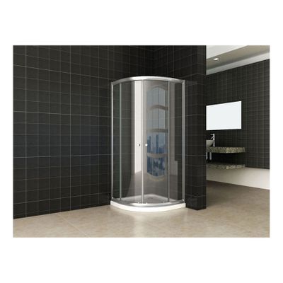 Xellanz Eco kwartronde cabine met twee schuifdeuren 900x900x1900x5 mm nano helder glas/chroom