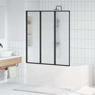Douchescherm Zwart 132 x 2 x 140 cm Aluminium