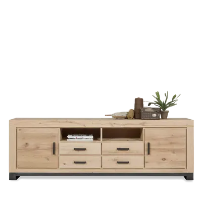 TV dressoir (210cm) Indiana - Nature White geborsteld TV dressoir (210cm) Indiana - Nature White geborsteld