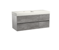 Storke Edge zwevend badmeubel 130 x 52 cm beton donkergrijs met Mata High asymmetrisch linkse wastafel in mat witte solid surface - thumbnail