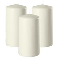 Enlightening Candles Cilinder/stompkaars - 3x - ivoor wit - D6 x H8 cm - 27 branduur