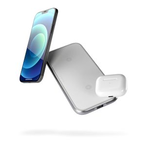 ZENS Aluminium Series Dual Wireless Charger ZEDC10W/00 Inductielader Uitgangen Qi-standaard, USB-A Wit