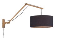 GOOD&MOJO Wandlamp 'Andes' Large, Bamboe en Eco linnen, kleur Zwart/Naturel