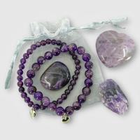 2 Amethist Armbanden & 3 Edelstenen Set in Luxe Cadeauverpakking