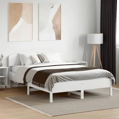 Bedframe zonder matras massief grenenhout wit 135x190 cm