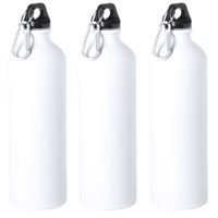 6x Stuks aluminium waterfles/drinkfles wit met schroefdop en karabijnhaak 800 ml