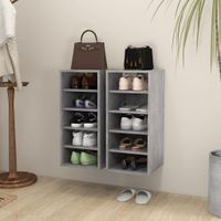 VidaXL Schoenenkasten 2 st 31,5x35x70 cm bewerkt hout betongrijs