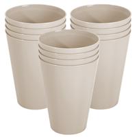 Onbreekbare drinkglazen - set 12x stuks - kunststof - beige - 430 ml - camping/outdoor/kinderen