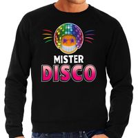 Funny emoticon sweater Mister disco zwart heren - thumbnail