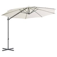 The Living Store Hangparasol 300 x 255 cm - Zandkleurig - UV-beschermend polyester - Stevige kruisvoet - Kantelbaar en