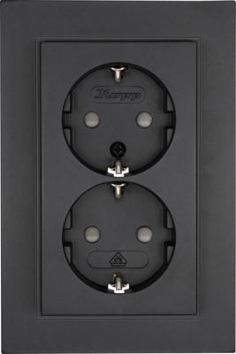 Kopp HK07 antraciet inbouw stopcontact RA dubbel + kinderbeveiliging - 4623115