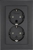 Kopp HK07 antraciet inbouw stopcontact RA dubbel + kinderbeveiliging - 4623115