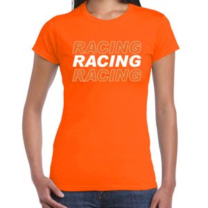 Racing supporter / race fan t-shirt oranje voor dames