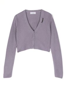 Brunello Cucinelli Kids cardigan à ornements métalliques - Violet