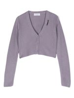 Brunello Cucinelli Kids cardigan à ornements métalliques - Violet - thumbnail