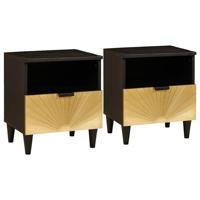 Nachtkastje met lade 2 pcs Zwart en Goud 40 x 33 x 46 cm