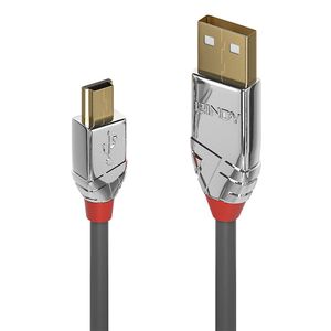 Lindy 36634 5m USB A Mini-USB B Mannelijk Mannelijk Grijs USB-kabel