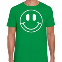 Verkleed T-shirt voor heren - Smile Emoticon - groen - carnaval - foute party - feestkleding