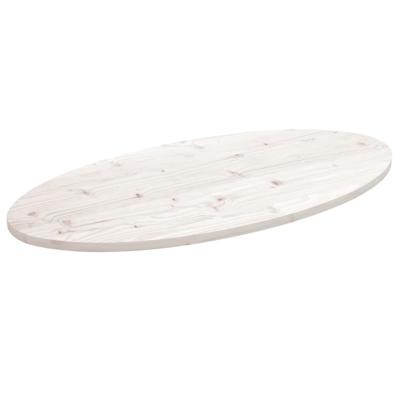 Tafelblad ovaal 110x55x2,5 cm massief grenenhout wit