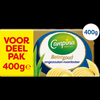 Campina Botergoud Ongezouten Roomboter Voordeelpak 400 g bij Jumbo