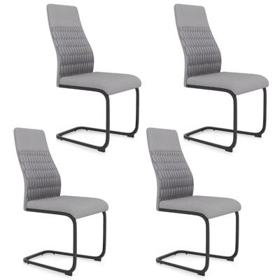 4-delige set Moderne Eetkamerstoelen Zonder Armleuningen met een Hellende Hoge Rugleuning Grijs