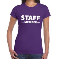 Staff member / personeel tekst t-shirt paars dames - thumbnail