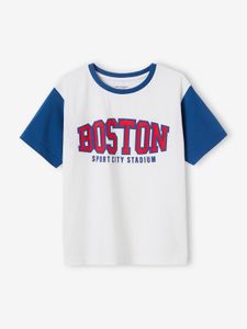 Sportief jongensshirt Boston-team, met contrasterende mouwen wit