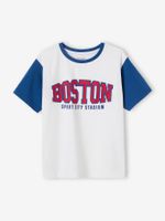 Sportief jongensshirt Boston-team, met contrasterende mouwen wit - thumbnail