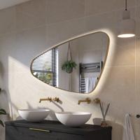 Ben Nature organische spiegel met LED verlichting en anti-condens 120x70cm links mat goud
