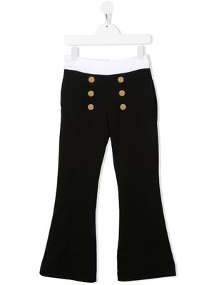 Balmain Kids pantalon évasé à détails de boutons décoratifs - Noir