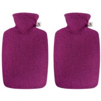 2x Warmwaterkruiken met vilt-look hoes fuchsia roze 2 liter - Kruiken - thumbnail