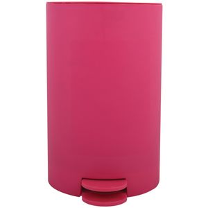 Prullenbak/pedaalemmer - kunststof - fuchsia roze - 3 liter - 15 x 27 cm - Badkamer/toilet