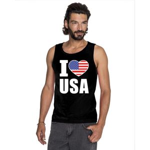 I love USA/ Amerika supporter mouwloos shirt zwart heren 2XL  -