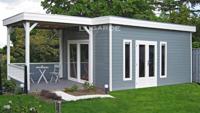 Lugarde PR38 Tuinhuis 840x420 cm 44 mm vurenhout blank- Plat dak- Hout- Lugarde