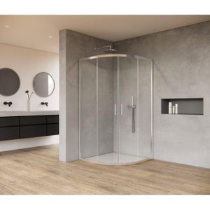 Saniclass Casus Douchecabine - 90x90x200cm - kwartrond - helder glas - profiel - chroom SAO2142-CH90x90