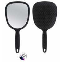 Cosmetische handspiegel - zwart - kunststof - 26,5 x 12,7 cm - make-up spiegel