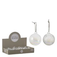 1x Glazen transparant parelmoer kerstballen 7 cm kerstboomversiering - thumbnail