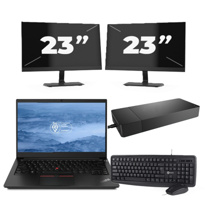 Lenovo ThinkPad E14 - Intel Core i3-10e Generatie - 14 inch - 16GB RAM - 256GB SSD - Windows 11 + 2x 23 inch Monitor Lenovo ThinkPad E14 - Intel Core i3-10e Generatie - 14 inch - 16GB RAM - 256GB SSD - Windows 11 + 2x 23 inch Monitor