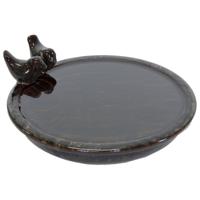 Mega Collection Vogelbad/voederschaal - bruin - keramiek - 30 x 11 cm - drinkschaal voor vogels