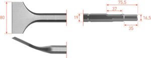 Rotec 6-kant Spadebeitel 80x300mm 6-kant ø19,0 / ø16,5x35 geb. - 2153045