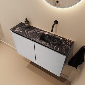 Toiletmeubel Mondiaz Ture Dlux | 80 cm | Meubelkleur Plata | Eden wastafel Lava Rechts | Zonder kraangat