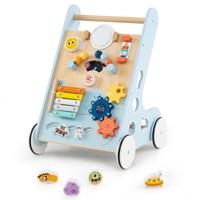 Baby Loopwagen Loopspeeltje met 8 Interactieve Activiteiten Motoriek Cognitieve Ontwikkeling 35 x 33 x 47 cm-Lichtblauw