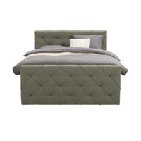 Leen Bakker - Boxspring Met Voetbord Liv Geruit - 160x200 Cm - Slanke Poot - Stof - Groen