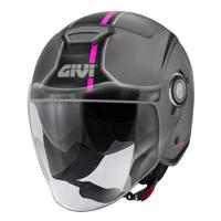 GIVI 12.5 Graphic Touch Mat Lady, Jethelm of scooter helm, Titanium-Zwart-Roze - thumbnail