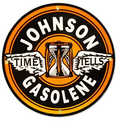 Johnson Gasolene Emaille Bord 30 cm