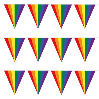 Pride regenboog slinger vlaggenlijn - 3x - kunststof - 500 cm - feestartikelen/versieringen - buiten