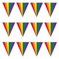 Pride regenboog slinger vlaggenlijn - 3x - kunststof - 500 cm - feestartikelen/versieringen - buiten