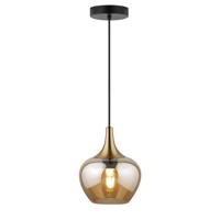 Leen Bakker - Hanglamp Lola - Amber Metaal/ - 150xØ19 Cm - Glas - Bruin