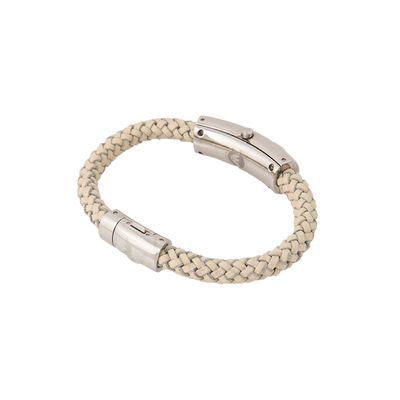 Armani horlogeband AR-5561 Leder Cream wit 8mm
