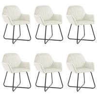Eetkamerstoelen 6 st fluweel crèmekleurig